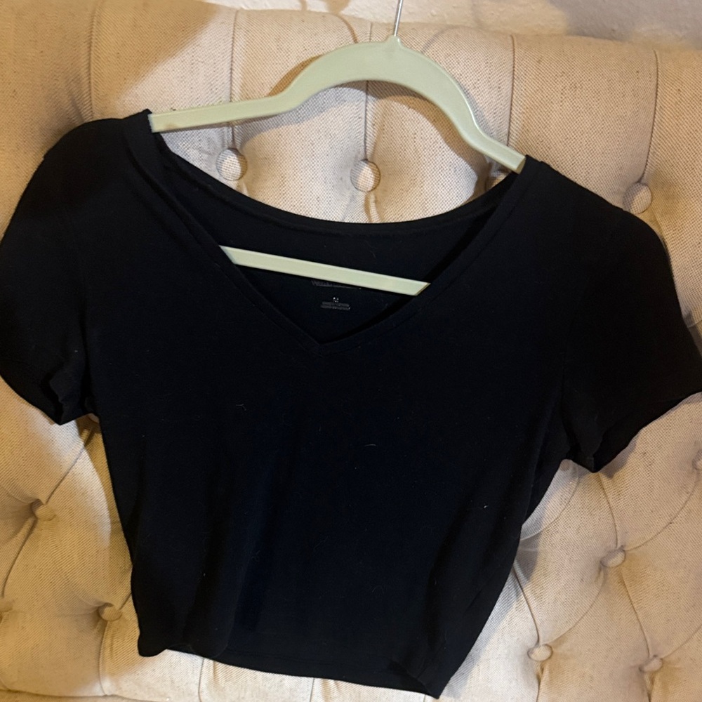 Classic Black V-Neck Women's crop Top